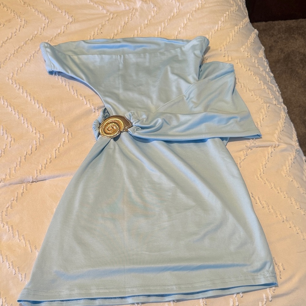 Light Blue Dress with Gold Accent